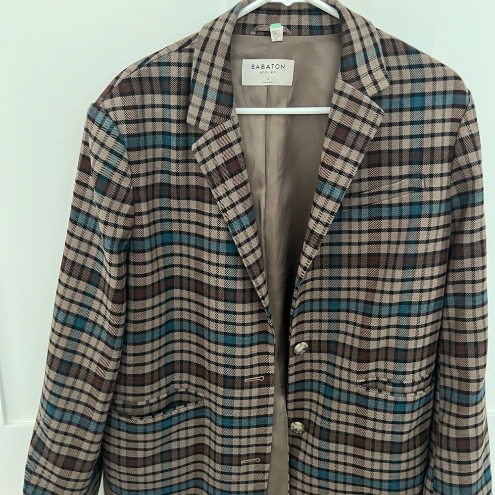 Babaton Plaid Blazer for Women  - Brown and Blue